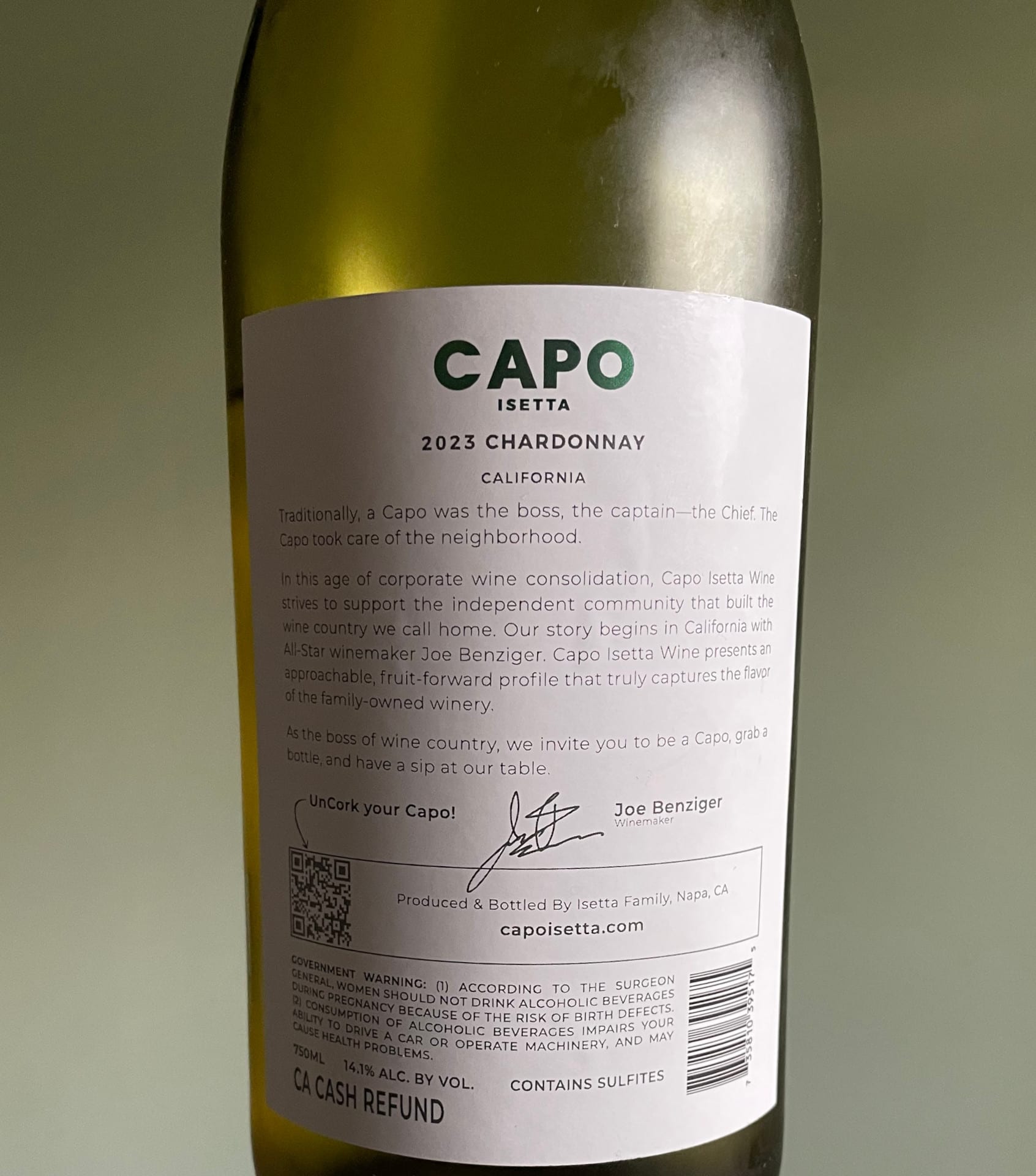 Back label