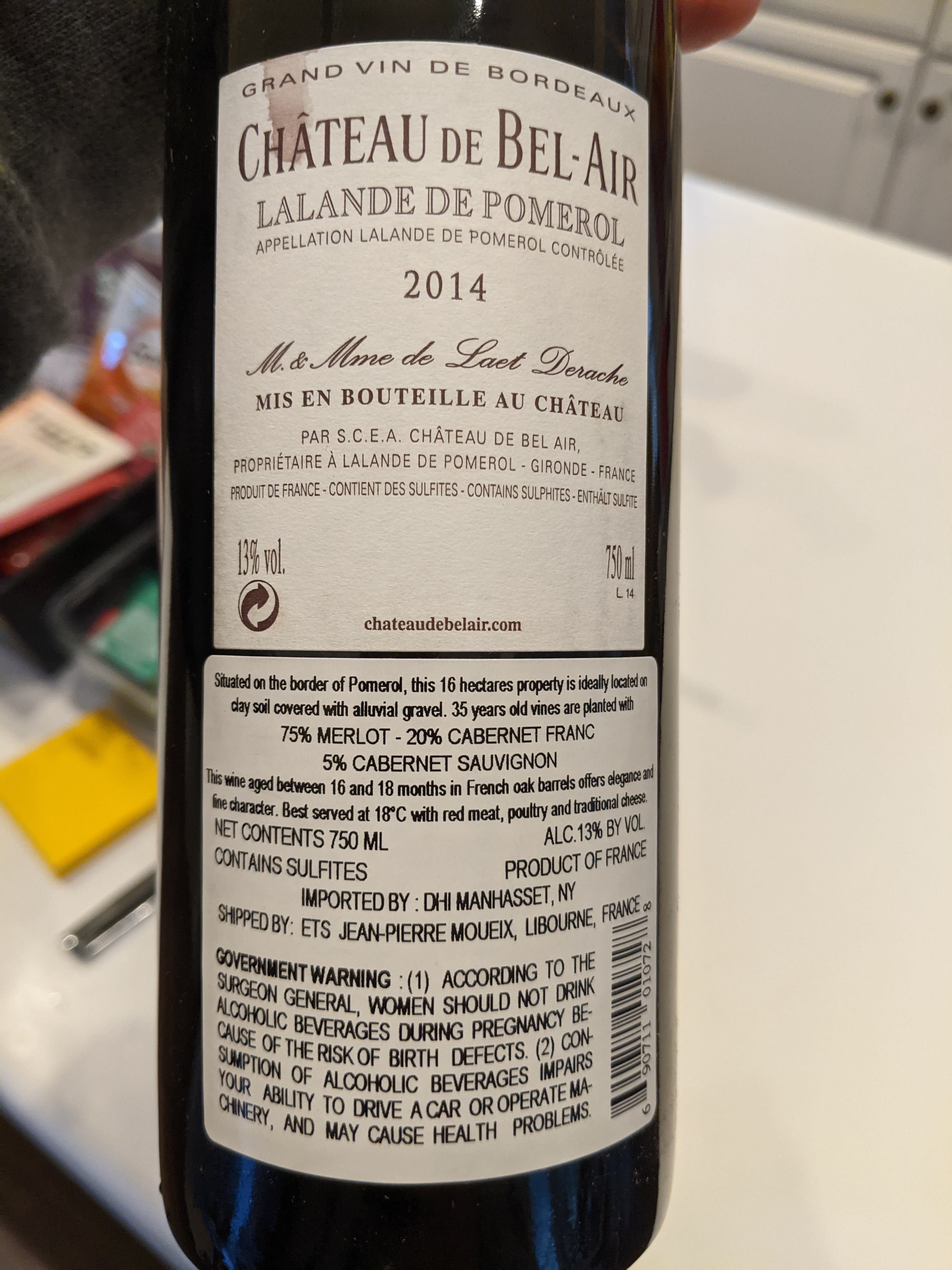 Back label