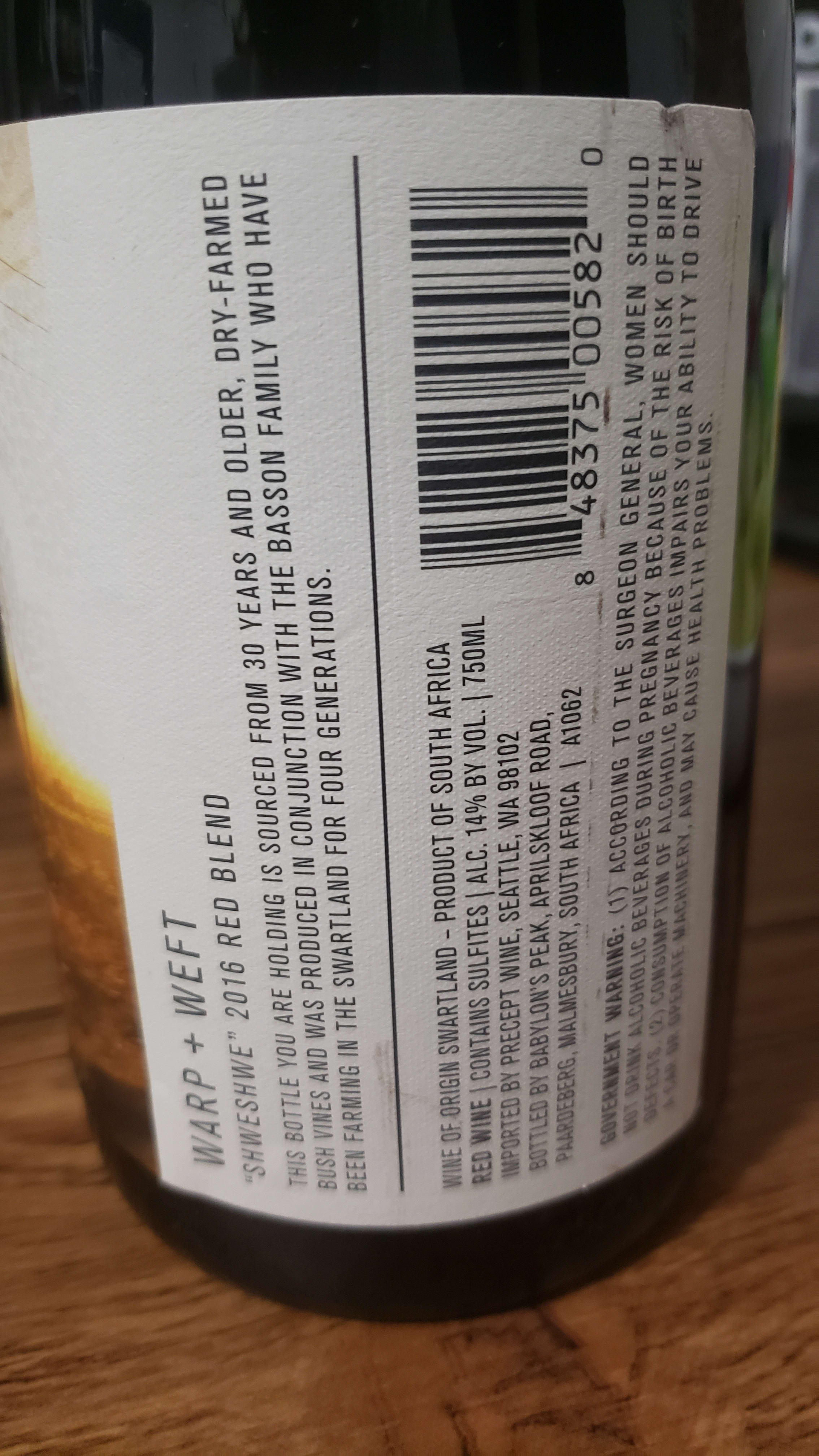 SA Rear Label