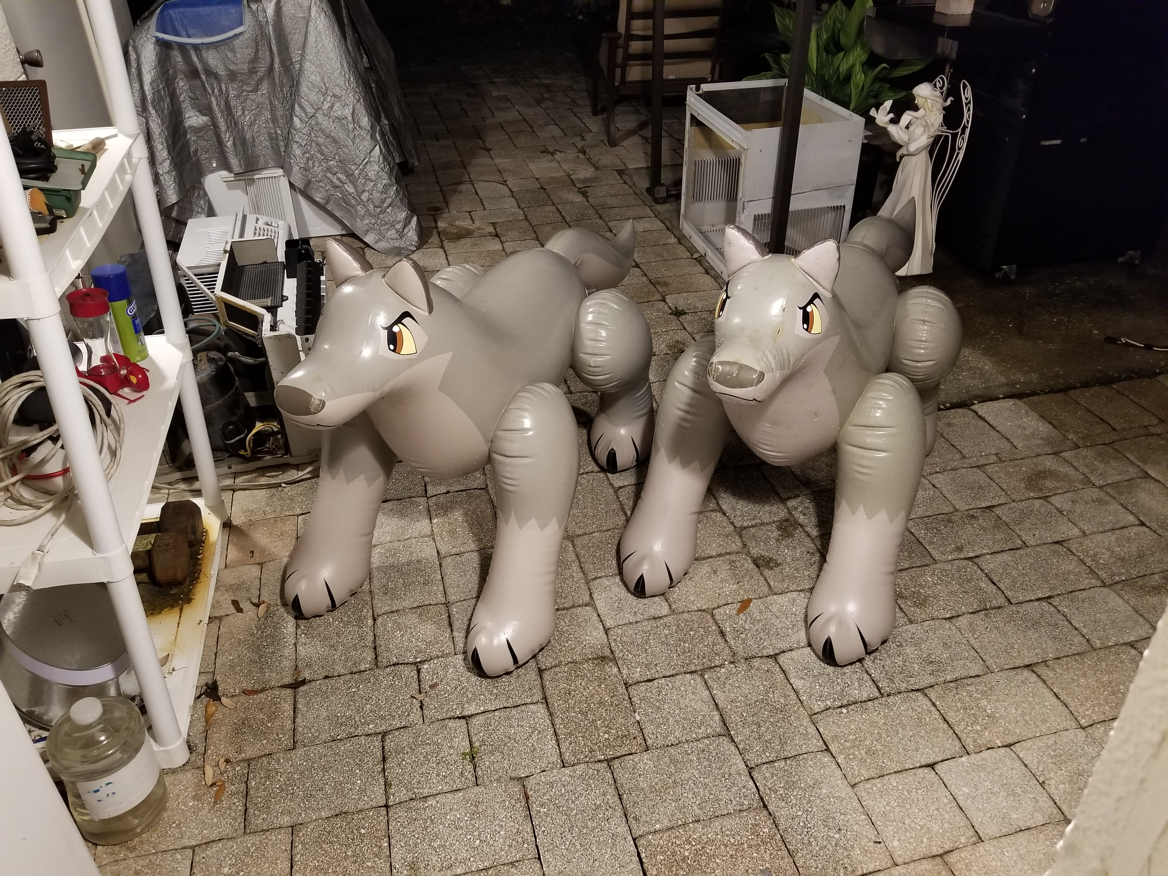 A pair of blow up Baltos being leak checked