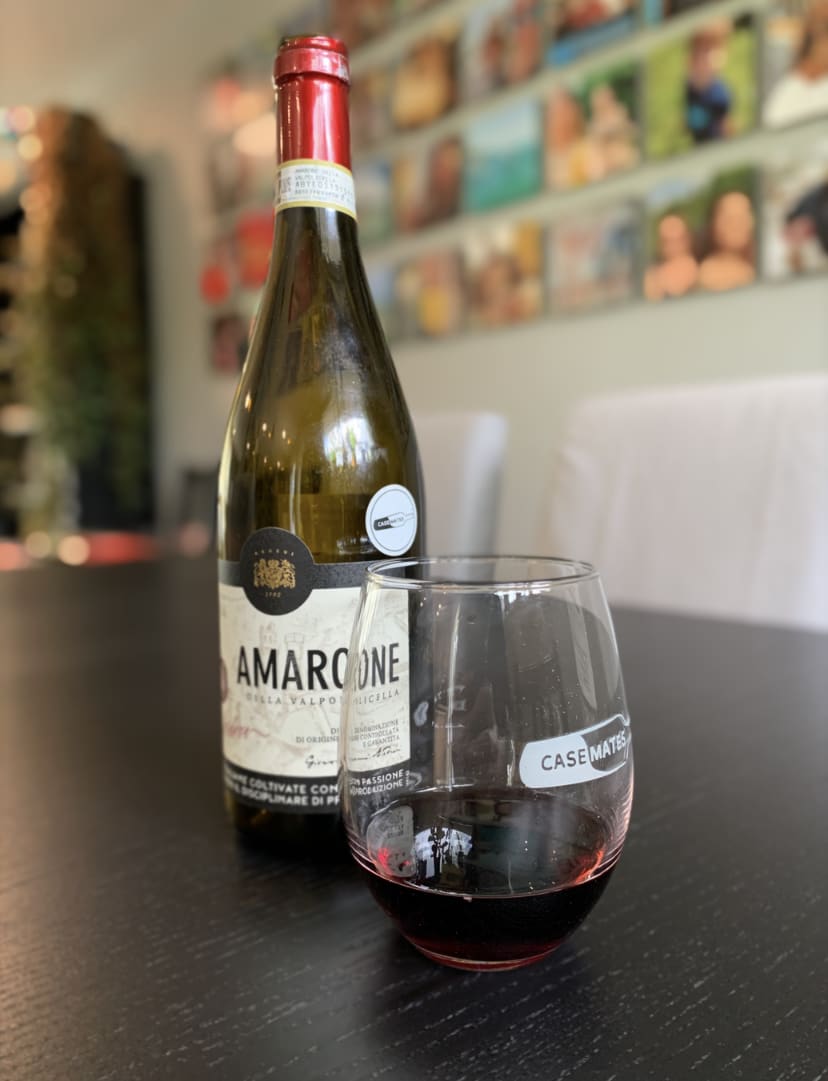 Amarone bottle and glass