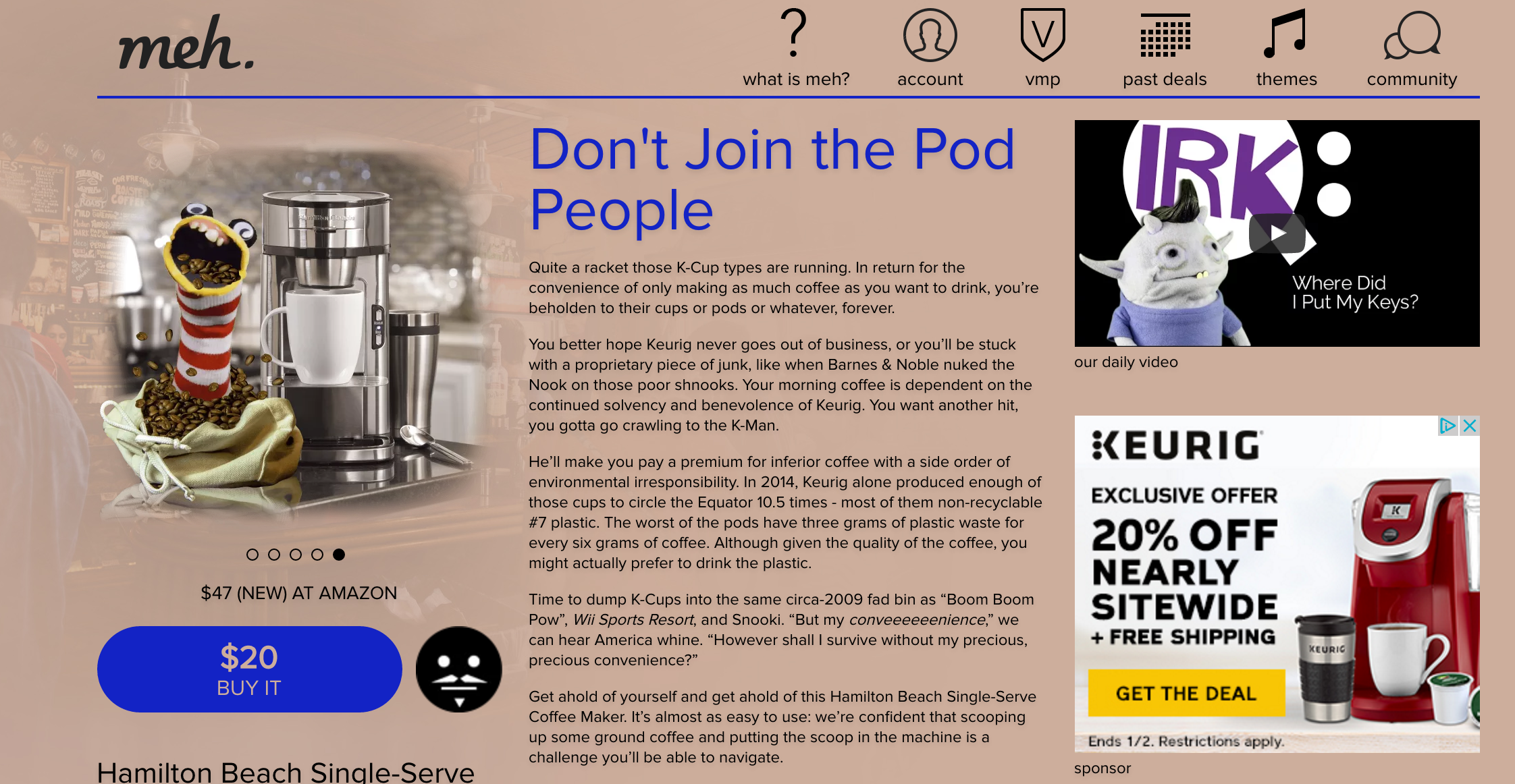 keurig is countering with 20% off nearly everything