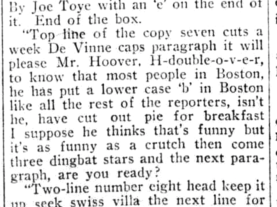 Boston Sunday Post columnist’s proofreader dust-up